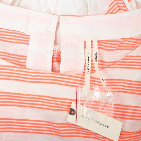 By Anthropologie Cutout Romper Striped Printed Sleeveless Coral White XL 281930 - Picture 8 of 8